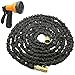 Hose Bros Black Expandable Garden Hose 50 Ft with BONUS Sprayer Nozzle and 6 Extra Rubber Gaskets, Lightweight & Flexible