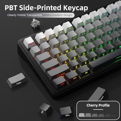 AJAZZ x ATTACK SHARK X85 Mechanical Keyboard, 75% Wireless Gaming Keyboard with Button, 5-Layer Padding, Side Printed PBT Keycap, BT5.1/2.4GHz/USB-C, Hot-Swap Linear Switch, RGB, for PC, Mac