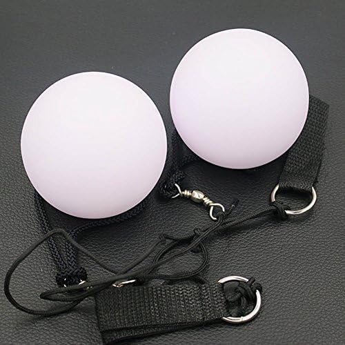 AKlamater 1 Pair LED Double Poi Ball, Light Up Flow Poi Ball Rave Balls, LED Poi Thrown Ball, LED Light Toy, Camping, Magic Balls LED, Fire Poi Balls, Glow Poi Balls - Multicolor
