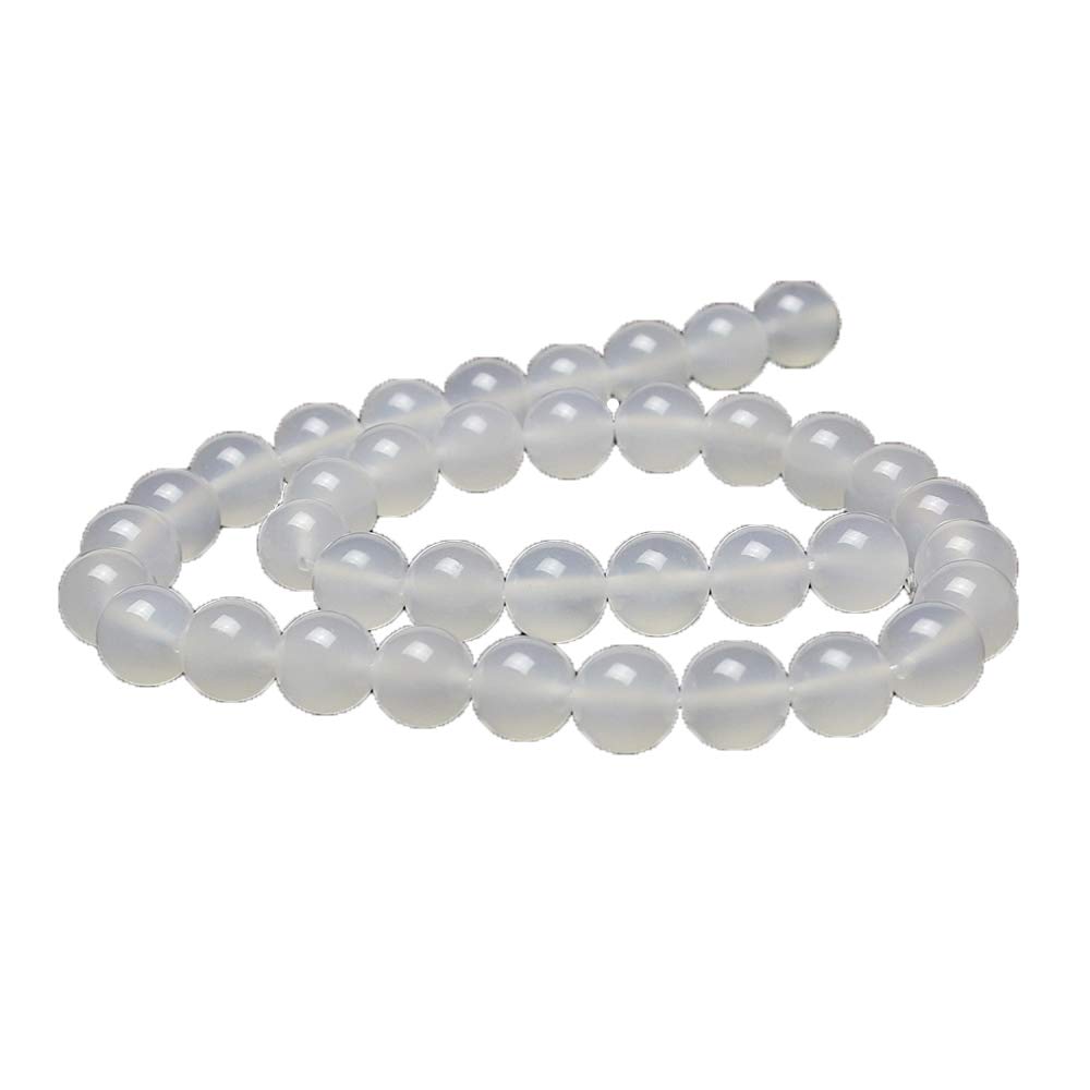 jartc Natural Round White Agate Gemstone Beads for DIY Jewellery Making Bracelet Necklace 15" (10mm) โ image 1