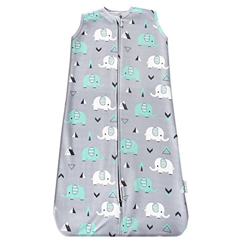 Stretchy Sleepsack-BROLEX Infant Sleeping bag ,Baby Wearable Blanket,Micro-Fleece,2-Way Zipper,Grey Elephant,Large