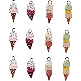 Uniquer 40Pcs Ice Cream Cone Enamel Charms Pendants,4 Styles Ice-Cream Ball Pendants for Jewelry Making