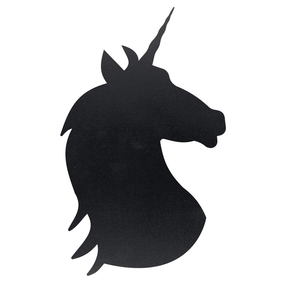 Securit Unicorn Shaped Silhouette Black Chalkboard Set, Wipeable Blackboard Complete with Fixing Stickers for Wall Mounting, Great for Home, School or Office