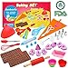 SANBANFU Kids Cooking Baking Set Baking Supplies Cupcake Decorating kit-40 pcs Include Silicone Chocolate Molds,Cupcake Cups,Cake Decorating kit,Cookie Cutters,Measuring Spoons,Rolling Pin