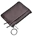 Yeeasy Womens Mini Coin Purse Wallet Genuine Leather Zipper Pouch with Key Ring (Coffee)