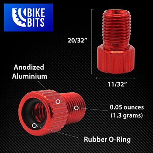Bike Bits Presta Valve Adapter - Convert Presta to Schrader - French/UK to US - Inflate Tire Using Standard Pump or Air Compressor (5 Pack) (Green) - Thumbnail 4