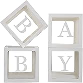 Baby Boxes with Letters for Baby Shower,Clear Baby Shower Decorations Block Boxes for Gender Reveal,Transparent Balloon Box Backdrop Birthday Party,4PCS