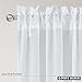 PONY DANCE Kitchen Sheer Curtains - 55 W x 36 L inches, White Linen Look Sheers Panels Cafe Tiers Small Window Valances Pocket Top Voile for Bathroom, 2 Pieces
