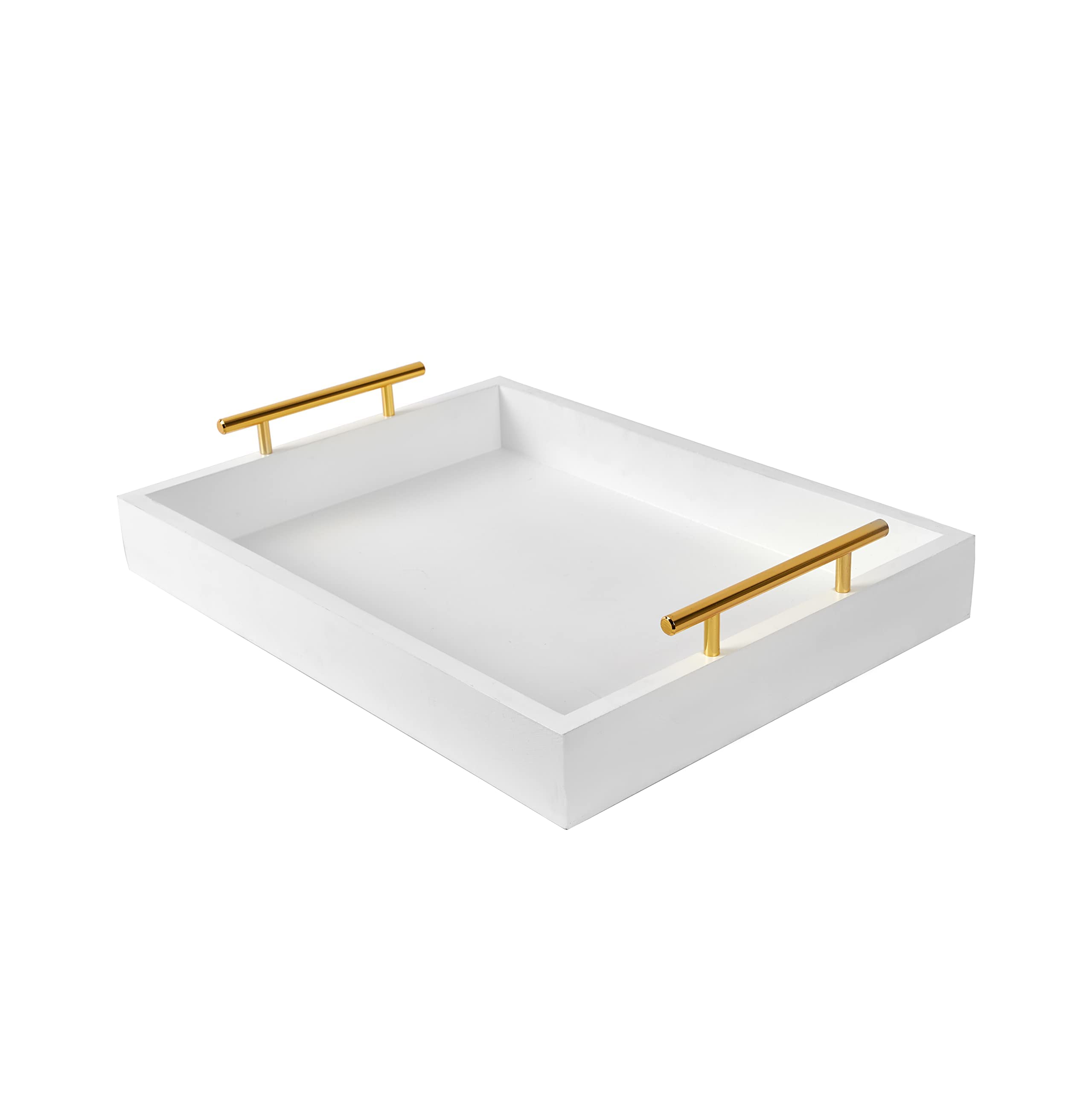 Photo 1 of 16"x12" Serving Trays with Handles, White Decorative Serving Tray, Ottoman Trays, Living Room, Bathroom, and Outdoors Decorative Trays (White)