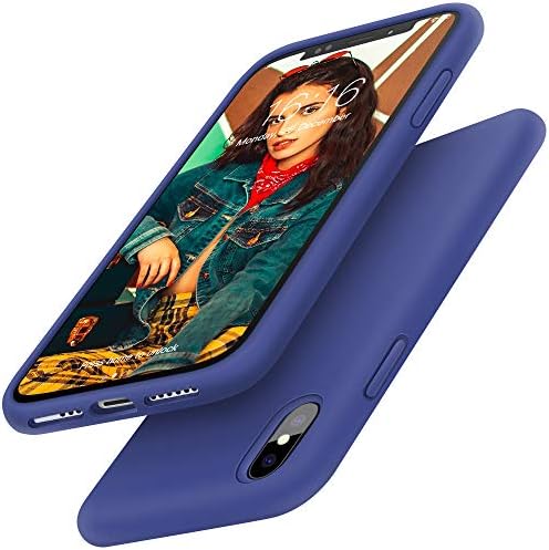 Gorain Case for iPhone X/XS, Liquid Silicone Shockproof Gel Rubber Cover Drop Protective Case with Soft Microfiber Lining for iPhone X/XS 5.8 inch-Delft Blue