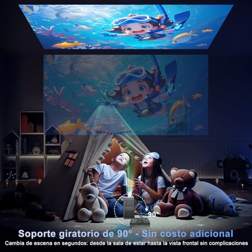 Salange Proyector Portátil, Mini Proyector 4K & 8k, Proyectores Android 14 Inteligente, WiFi 6 y Bluetooth 5.2, Auto Enfoque/Keystone, 1080P FHD Smart Projector para Exterior/Cine en Casa