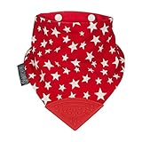 Cheeky Chompers Neckerchew Dribble Bib Stars, Red Stars, One Size