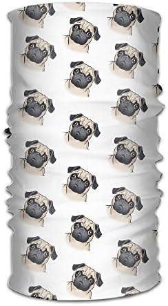 DheW Men&amp;Women Cute Pug Pattern Sports&amp;Casual 12-in-1 Bandanna Headwear Scarf Wrap Neck Gaiters Headband Helmet Liner Balaclava For Running,Yoga,Hiking