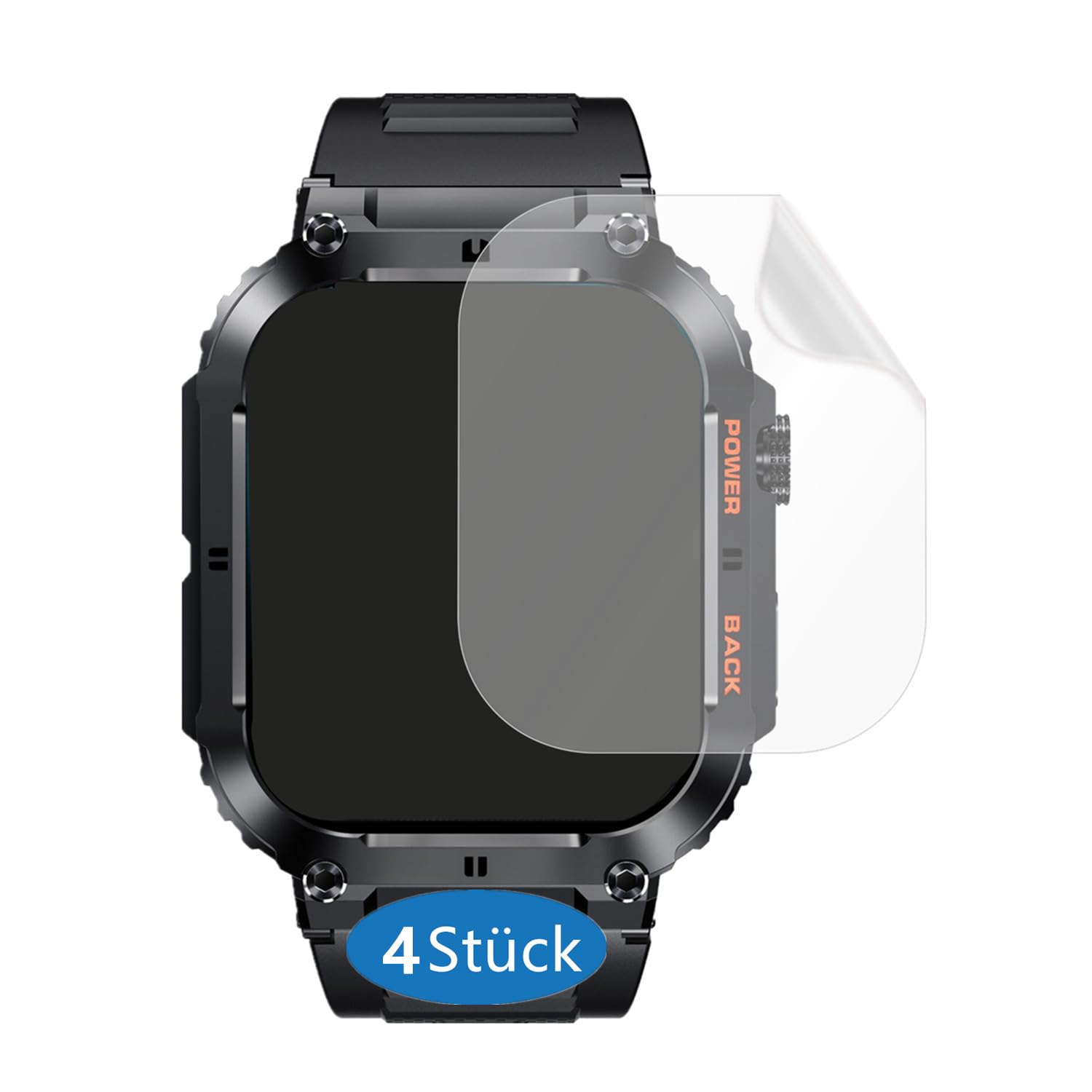 Frgnie Screen Protector Compatible with GaWear K57 Smartwatch (4Pack) HD Flexible PET Compatible with EIGIIS/LIGE/SUNKTA/LaNikar Smartwatch 1.96 Inch