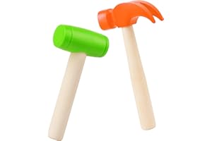Waenerec 2pcs Toy Hammer Simulation Wooden Hammers Small Plastic Toddler Claw Hammer Portable Kids Maintenance Tools Toys Pretend Play Fake Mallet Hammer for Boys Girls