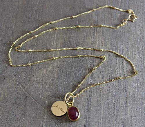 Pink Tourmaline Gemstone Je'taime I Love You Charm Pendant 14kt Gold Filled Necklace 18 inches Valentine's Day gift idea