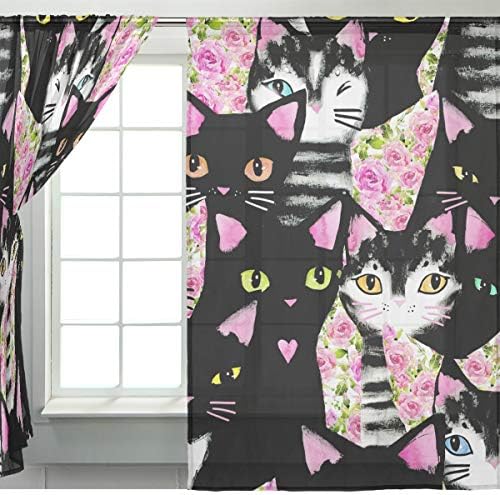 Soresore ソレソレ レースカーテンミラーレースカーテン Uvカット 遮光 遮熱 断熱 カーテン ドアカーテン ミラーカーテン 黒猫 ねこ 猫柄 可愛い ハート ブラック 目隠し おしゃれ かわいい 幅140cmｘ0cm 2枚組 B0tfbwzn 2 396円 人気海外一番 100 品質保証
