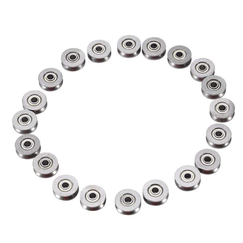 V Groove Bearing Ball Bearings 20pcs V623ZZ Double Shielded Guide Pulley Rail for Linear Motion Systems 3×12×4mm