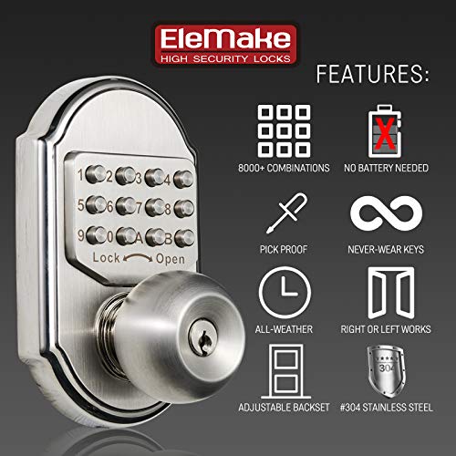Elemake Keyless Deadbolt Lock Keyless Entry Door Lock Keypad Door