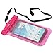 H2O VIBE TM Universal Waterproof Case for use with Apple iPhone 4S, 5, Galaxy S3, S4, Note 1, 2, HTC One, Blackberry Z10, Q10, IPX8 Certified to 100 Feet - Pink