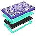 Hocase Fire 7 Case - Hybrid Rugged Shock Proof Protective Cover Case For Amazon Fire 7 Inch Tablet (5th Generation - 2015 release Only) - Purple Flower / Mint Green