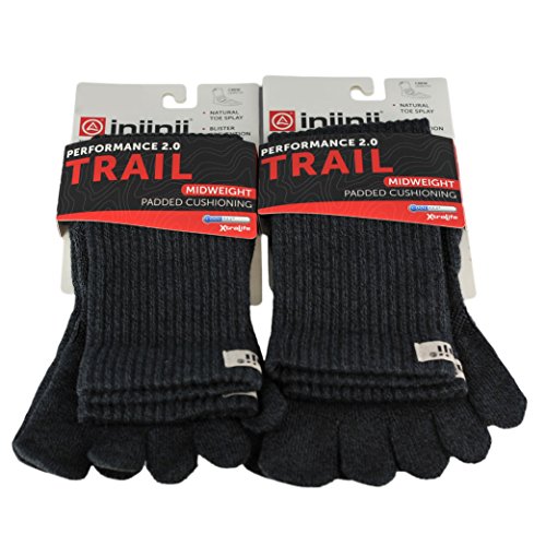 Injinji unisex trail midweight padded cushioning crew toesocks bu…