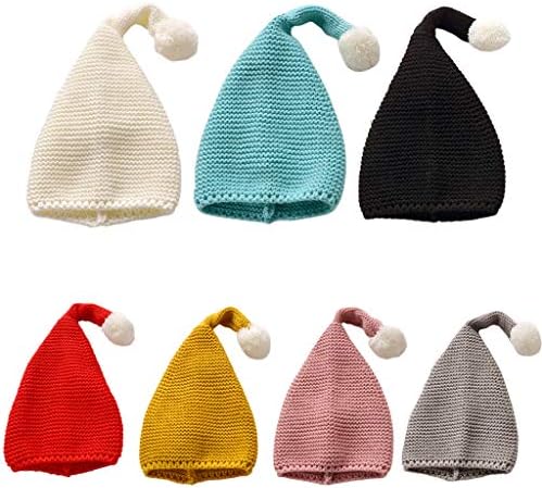 RUINAIER Toddler Kids Christmas Crochet Knitted Hat Cute Elf Long Tail Pompom Ball Beanie Cap Winter Warmer Festival Party Photo Props