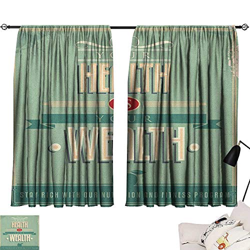 Josepsh Fitness Printed Darkening Curtains Your Health Is Your