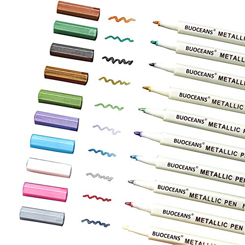 Fine Metallic Markers Paints Pens,Metal Art Permanent Medium-Tip,Stained Glass Paint Markers for Painting Rocks,Black Paper,Photo,Album,Gift Card Making,Christmas Present,DIY Craft Kids,10pcs/Set