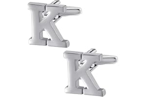 HAWSON A-Z Initial Cufflink for Men, Classic 18k Gold Silver Black Letter Alphabet Monogram Cuff Links for Wedding Business Party Party