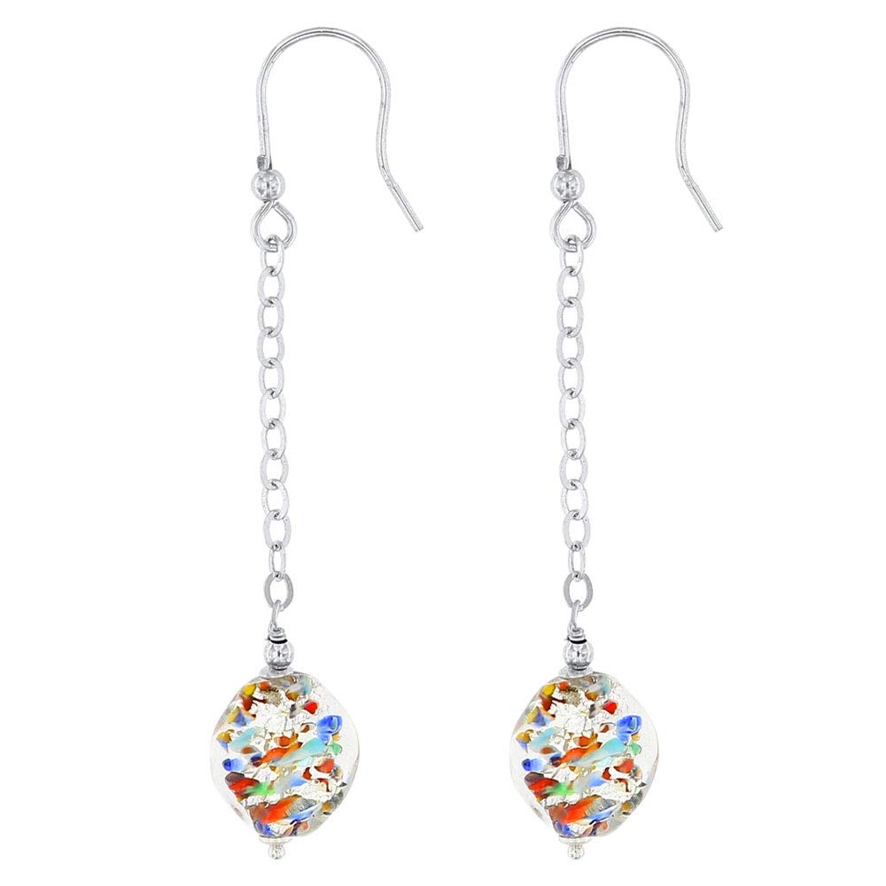 Venetiaurum - Long Chain Earrings with Original Murano Glass Element and 925 Sterling Silver - Made in Italy Certified Jewel