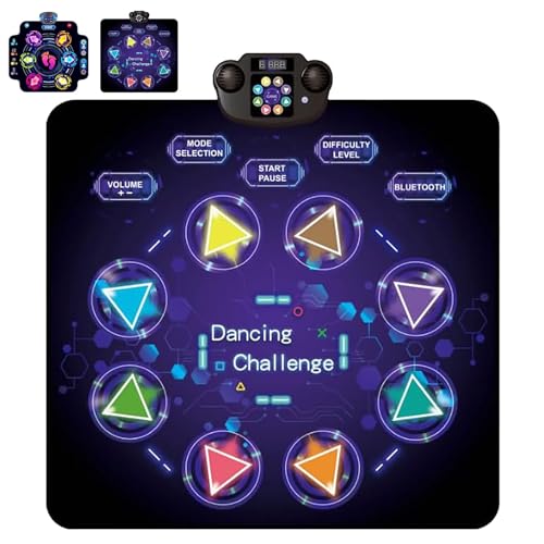 LED Bluetooth Kids Dance Mat, Rechargeable Dance Mat, Electronic Dance Pads Bluetooth with 6/8 Light-Up Arrows, LED Light up Dance Mat with Different Game Modes for Kids & Adults (8 Light up)