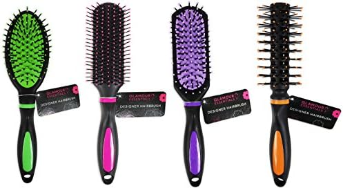 Hairbrush Set of 4 Detangling Brush Comb Women Curling Hairdressing Brush Glamour Essentials Rounded Style Designer Hairbrush Perfect for Curling Hair Brush Paddle Brush Bristle Brush Styling Brush