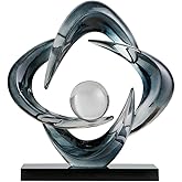 XYQXYQ Abstract Art Sculpture, Resin Gold Decorative Statue, Modern White Ornaments for Living Room, Decorativas Modernas for Coffee Table/Entryway/Office Collectibles (Grey)