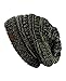 NYfashion101 Exclusive Unisex Two Tone Warm Cable Knit Thick Slouch Beanie Cap, Black/Dark Beige