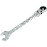 HARSKIYER 21mm Flex Head Ratchet Wrench 12 Point Chrome Vanadium Spanner | 72-Tooth Gear Needs 5-Degree Swing Arc, 180-Degree Rotatable Head For Tight Spaces, 15-Degree Offset Open End Chrome Finish