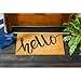 Evergreen Hello Debossed Natural Coconut Fiber Coir Floor Mat, 28 x 16 inches