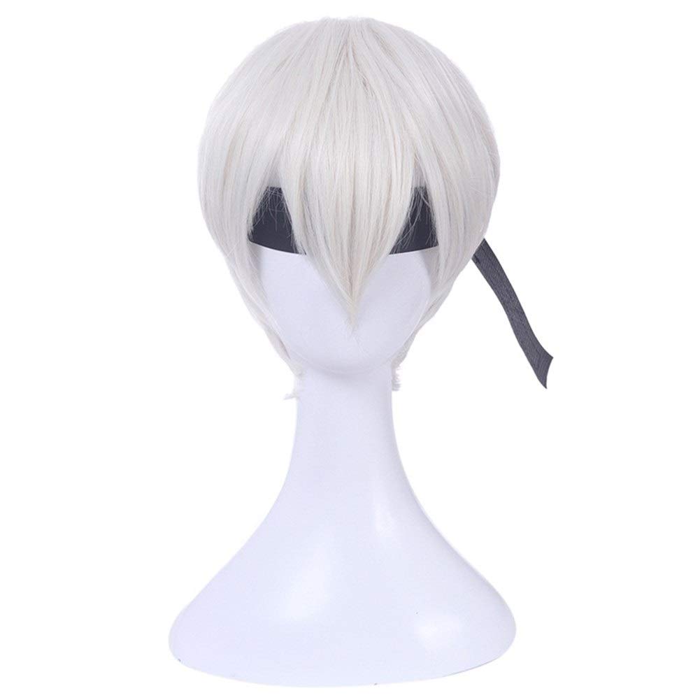 Sygjal Nier Automatas 2B 9S Cosplay Wigs White Short Men Cosplay Wigs Halloween Heat Hair No.2 Type 