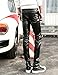 Moonwalk Men's Faux PU Leather Skinny Slim Fit Straight Leg Metallic Biker Pants Black