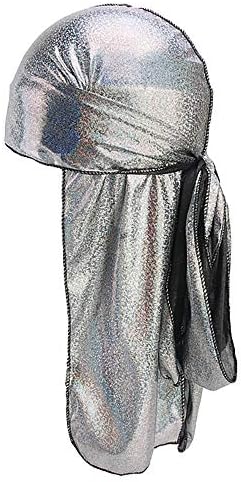 Men's Designer Silky Durag Extra Long-Tail Headwraps Turban Hat 360 Waves Doorag