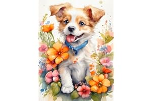 FQOVKYN Diamond Painting Kits for Adults, Dog Diamond Art Kits Full Drill 5D Animal Diamond Painting Art, Puppy Gem Dots Art and Crafts for Home Wall Decor 12x16 Inch/30x40cm