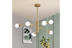 Deyidn Sputnik Chandelier Modern Industrial E26 Gold Chandeliers Mid Century Ceiling Lighting Fixture for Living Room, Kitchen, Bedroom, Dining Room, and Farmhouse