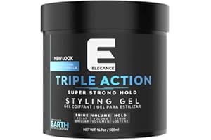 E Elegance Earth Fragrance Triple Action Hair Gel for Men And Women - Super Strong Hold, Extreme Volume, And Long Lasting Shine - Flake Free And Refreshing Fragrance - All Hair Types, 16.9 oz
