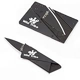Card Shaped Folding Knife Survival Knife Pocket Knife,with Stainless Steel Shell Black Blade(Black)