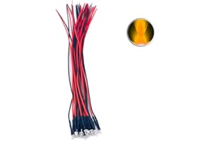 CLEISCRY 30pcs 12 Volt 3mm Flat top Yellow LED Lights Emitting Diodes Pre Wired 7.9 Inch DC 12V LED Light Water Clear Lens Small LED Lamps (3mm Flat top, Yellow (30pcs))