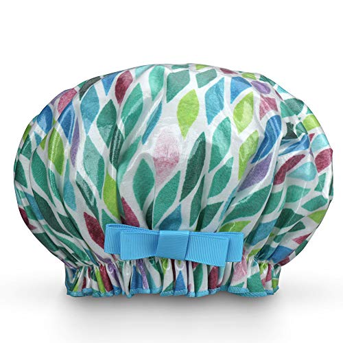 Waterproof Reusable Women Shower Caps 100% Cotton Print Bath Caps Hat Long Hair Perfect for Women