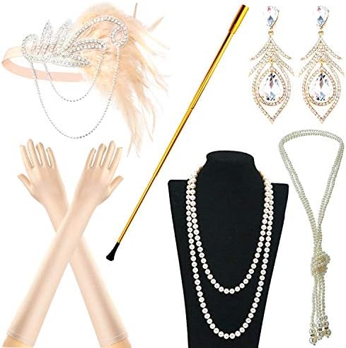 BundleMall 1920s Accessories Themed Costume Mardi Gras Party Prop Additions To Flapper Dress (set 35)
