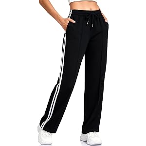 Inno 28" 31" 34" 36" Striped Track Pants Women Summer Modal Joggers | Tummy Control, Soft Sweatpants, Well-draped, Elastic Wa