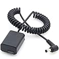 Fotga Extendable Power Cable Adapter for DC Connector to Decoded DC Coupler Dummy Battery NP-FW50 for Sony A7 A7R A7S II A5100 A6000 A6100 A6300 A6400 A6500 DSC-RX10 II III IV ZV-E10 Vlog Camera