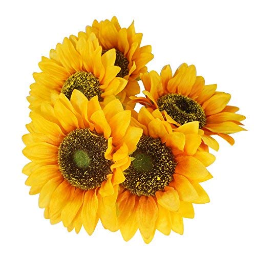 Colorfulife Artificial Silk 5.5" Big Sunflower Flower Head for Wedding Home Party Decoration Hair Clip Wreath Decorative (10)